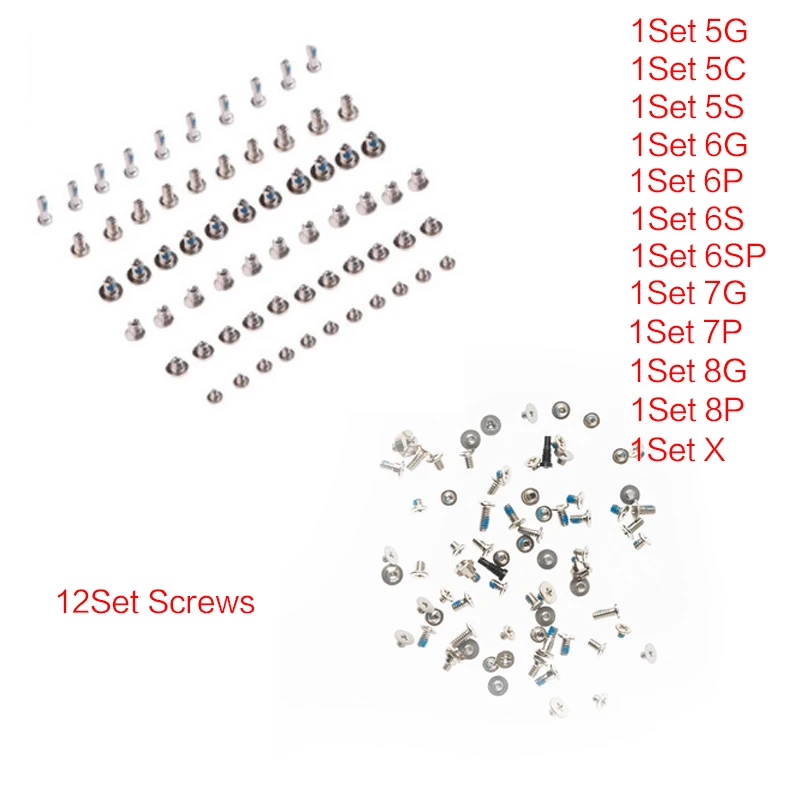 12 компл. шурупы Полный Винт Набор для iPhone 5 5S 5C 6 S 7 8 плюс X ЗАМЕНА с нижней Pentalobe |
