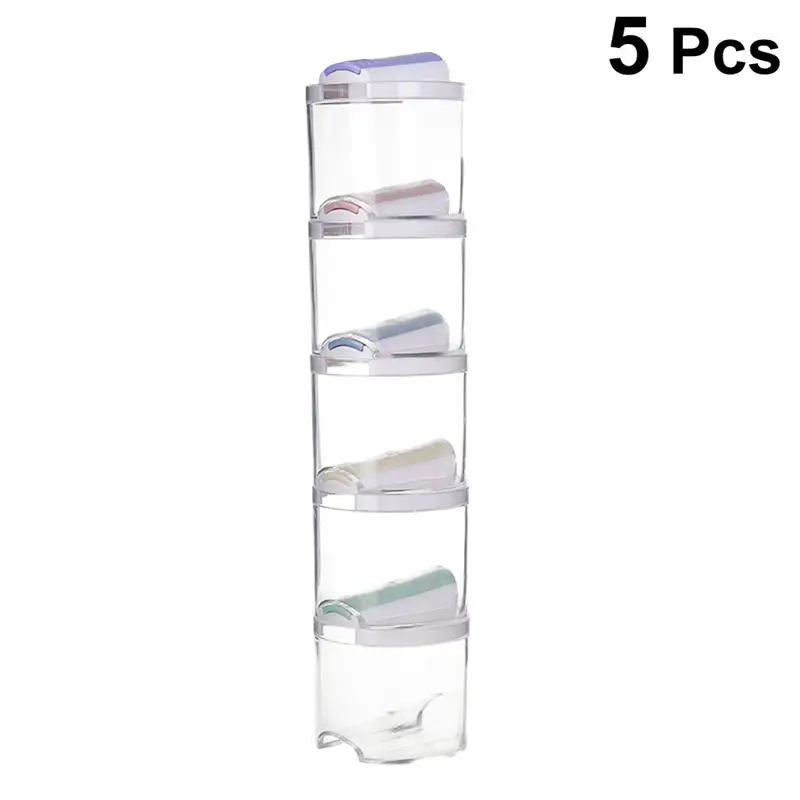 

5PCS Vintage Transparent Splicable Kitchen Spice Storage Container Rack Wall Plastic Transparent Set Spice Jar for Spice