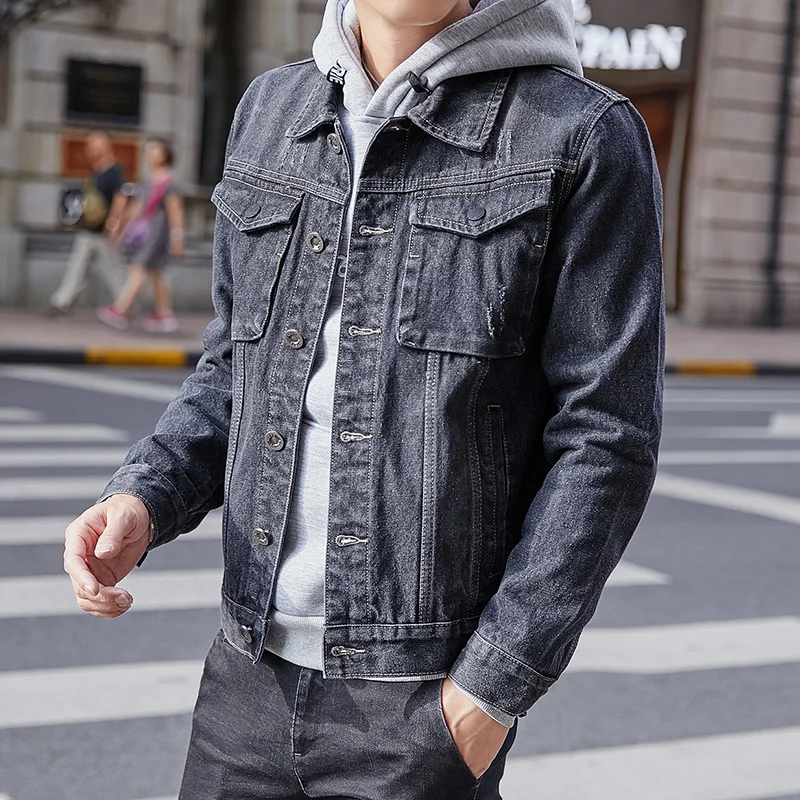 Spring Denim Jacket Men's Fashion Retro Solid Color Casual Slim Denim Jacket Man Streetwear Hip Hop Bomber Jacket Male Clothes Spring Denim Jacket Men's Fashion Retro Solid Color Casual Slim Denim Jacket Man Streetwear Hip Hop Bomber Jacket Male Clothes