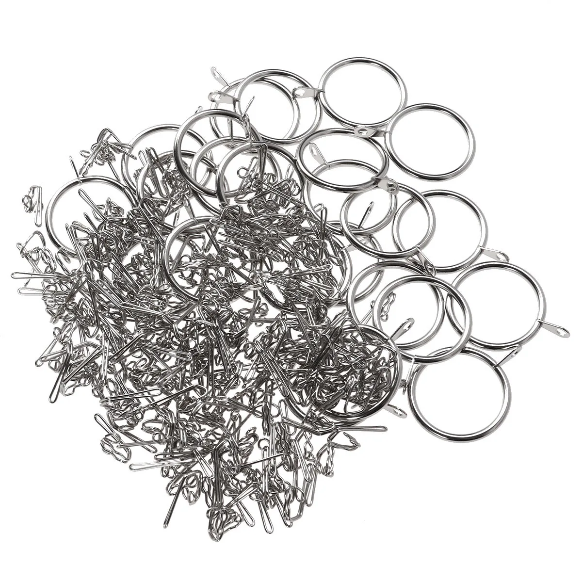 24 PCS Sturdy Heavy Duty 38mm Curtain Rings with 100 PCS Curtain Clamps