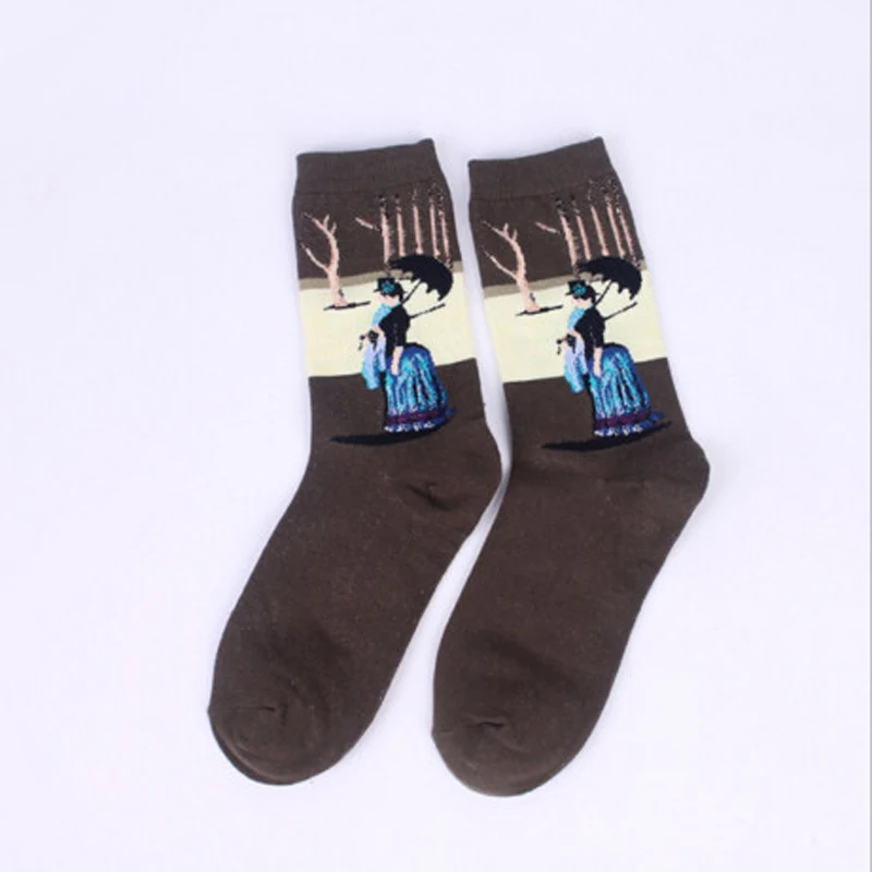 

European Fashion Men and Women's Harajuku Style Printing Oil painting Art Sock Cotton Casual socks Van Gogh Socks