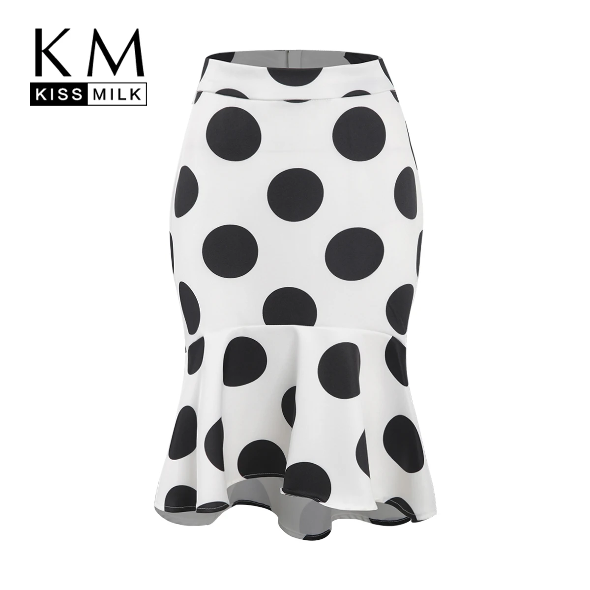

Kissmilk Plus Size Large Wave Point Irregular Ruffled Hem Skirt 3XL 4XL 5XL 6XL 7XL New Arrival Fashion