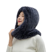 Женская шапка из натурального меха кролика Рекс, зимние шапки с шарфом, вязаные шапки для женщин, Россия, теплые шапки с капюшоном, белые, 12 цветов, H162