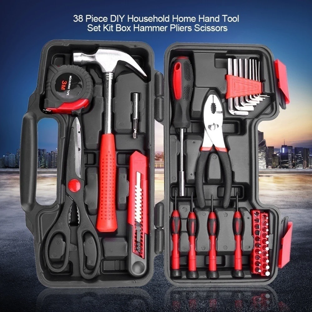 39pcs Tool Set Household Hand Tool Car Maintenance Tools Kit With
