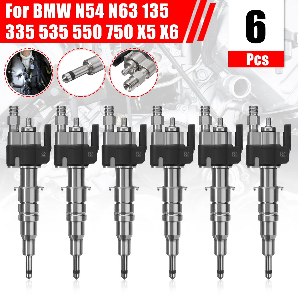 6 шт. топливный инжектор для BMW N54 N63 135 335 535 550 750 X5 X6 13537585261 13538616079|bmw fuel| |