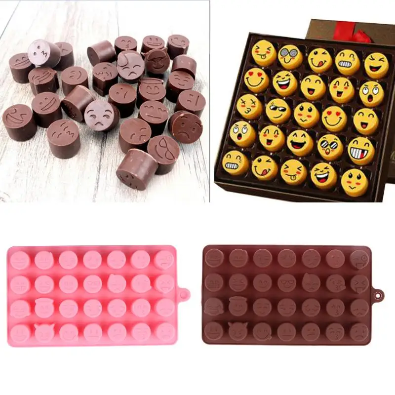 

1Pc 28-even Emoji Expression Smiling Face Shape Decorating Tool Silicone Cake Chocolate Cookies Ice Moulds Chocolate Tool Mold