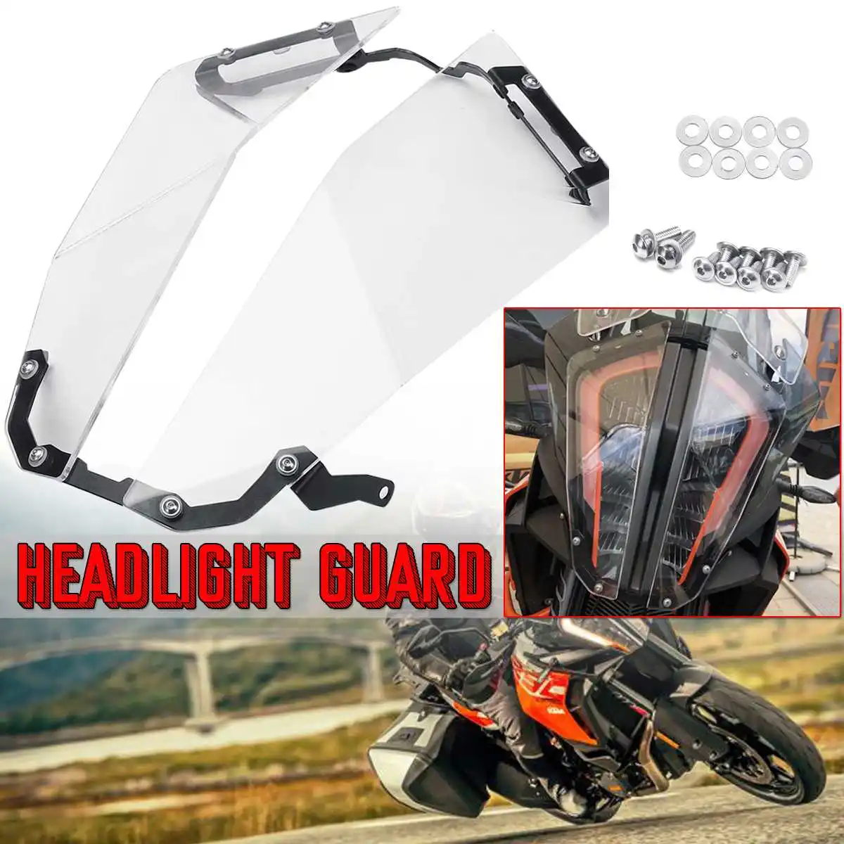 

Motorcycle Transparent Headlamp Headlight Guard Protector Cover Lens For KTM 1290 Super Adventure R 1290 /S 1290 2017-2018