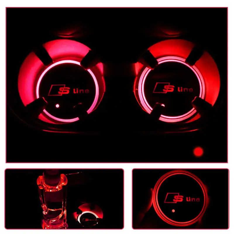 2 шт. ABS Автомобильный светодиодный подстаканник для воды красочные светящиеся атмосферные Нескользящие подстаканники с 7 цветами Замена авто принадлежности