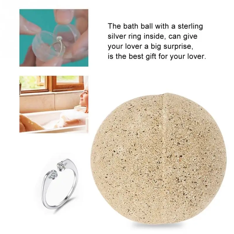 

Rose Essential Oil Bath Bomb Ball Aromatherapy Moisturizing Spa with Sterling Silver Ring for Bath