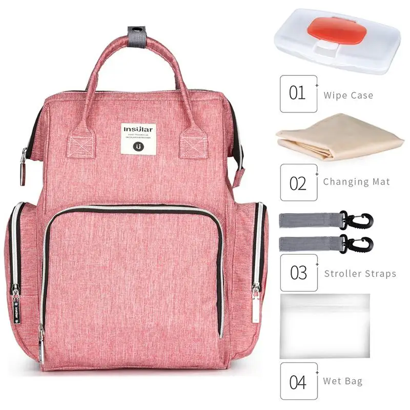 Jual Double D Cincin Popok Bayi Tas Ransel Mummy Maternity Popok Tas Besar Kapasitas Stroller Nursing Bag dengan Saku Belakang