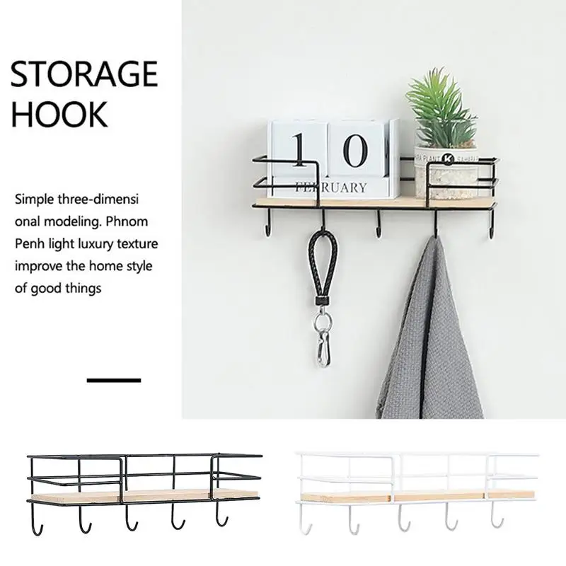

Innovative Simple Iron Rack Wall Amounted Decoration Shelf Key Hat Hook Home Storage Organizer