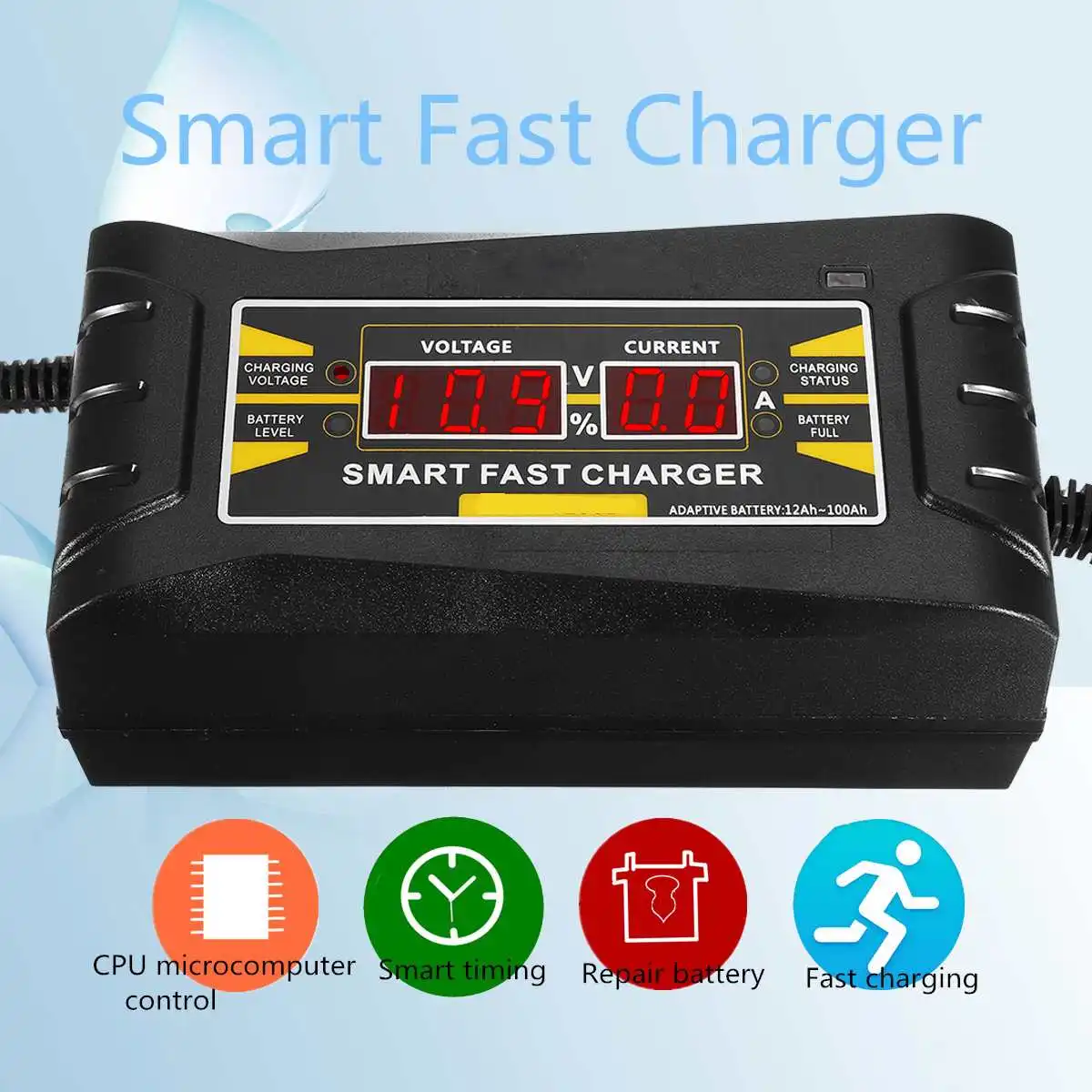 

1pcs Smart Fast Car Battery Charger 110V/220V To 12V 6A For Car Motorcycle LCD Display Auto Charging Replacement Parts