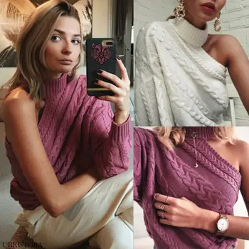 

Sexy Women Winter Turtleneck Tops Knitted Pullover Sweater Knitwear Jumpers