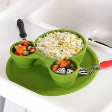 Детская силиконовая тарелка Посуда Нескользящая чаша для хранения продуктов твердый милые блюда дети Экологичные Детские тренировочные столовые приборы