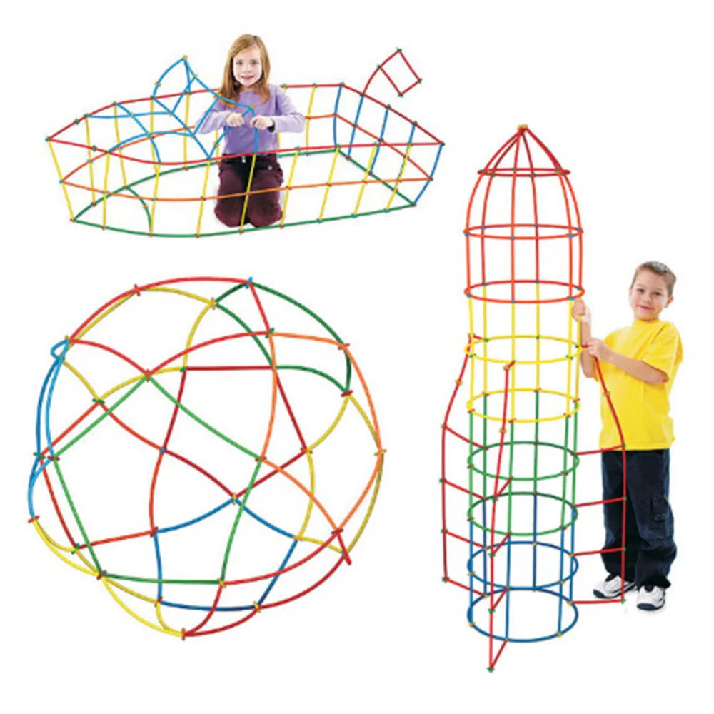 

100pcs/pack Assembled Building Blocks Toy Children Educational Colorful Plastic Straw Fight Inserted Blocks Christmas Gift