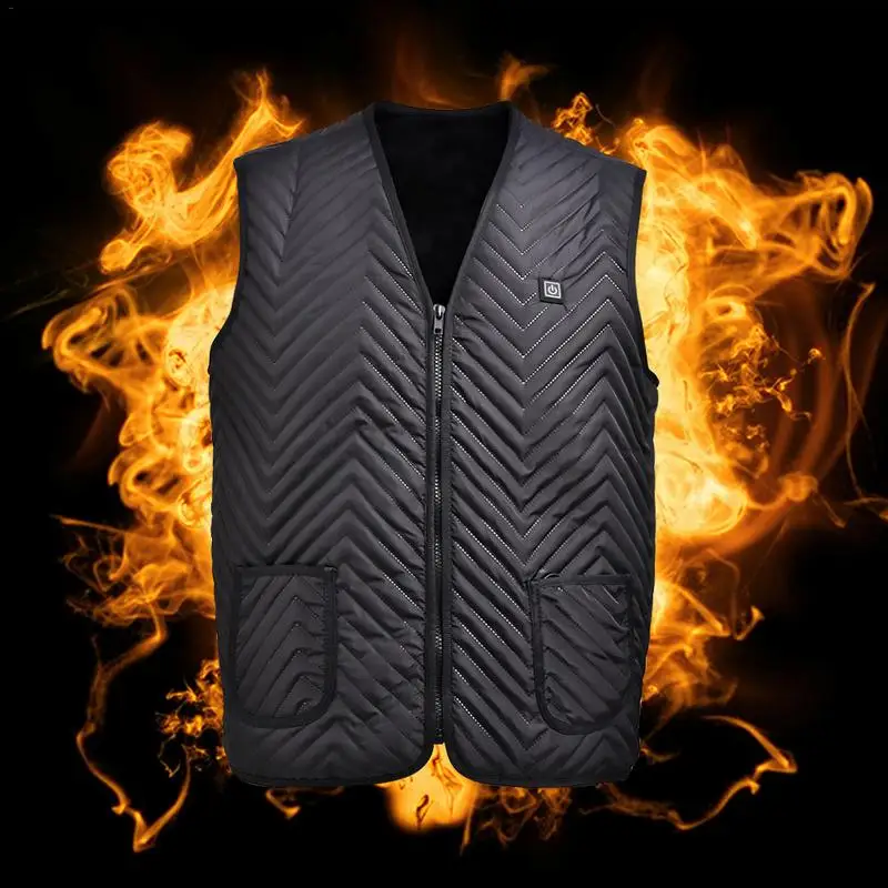 

Wasitcoat USB Charging Heated Vest Waterproof Windproof Black Warm Smart Heating Striped Clothes For Winner And Spring