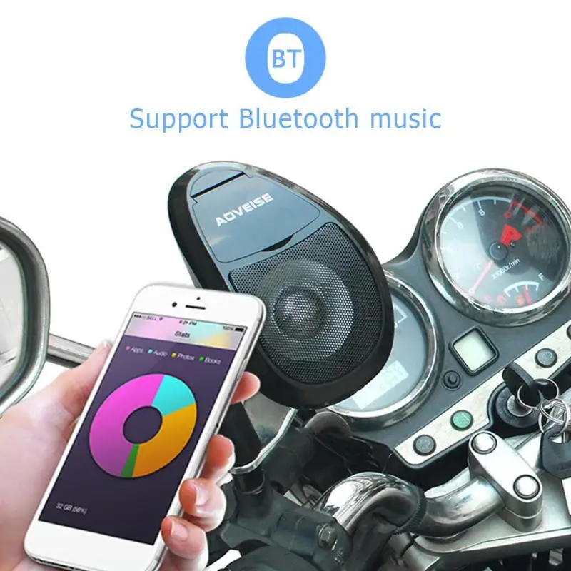 AOVEISE MT493 MP3 музыкальный аудио плеер Bluetooth колонки для мотоцикла водонепроницаемый портативный стерео с fm-радио тюнер
