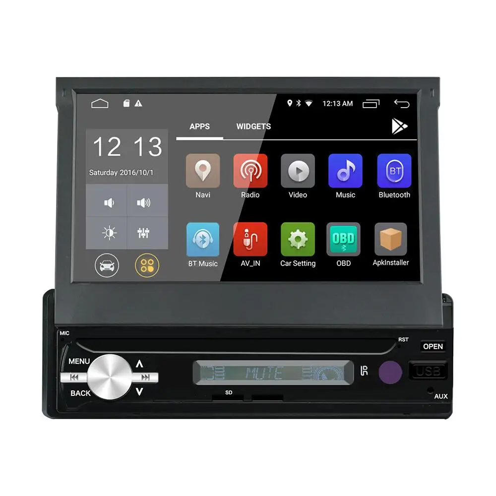 Top 7" 1DIN Car Stereo Multimedia Player 2+32G for Android 8.1 Adjustable Screen FM Bluetooth WIFI GPS Nav Radio Video MP5 Player 2