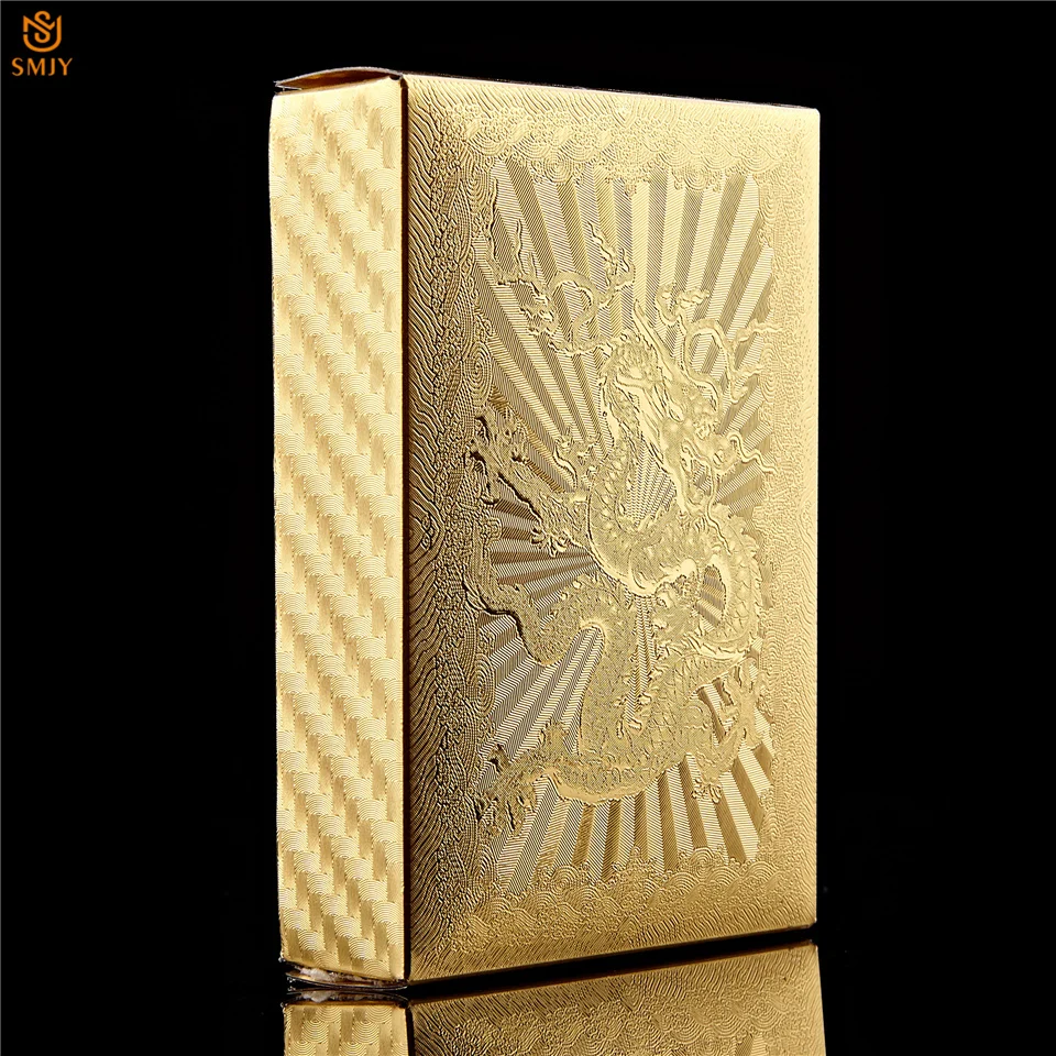 

China Dragon Gold Foil Waterproof Poker Package Dubai Luxury Gold Plastic Playing Card Party Leisure and Entertainment Products