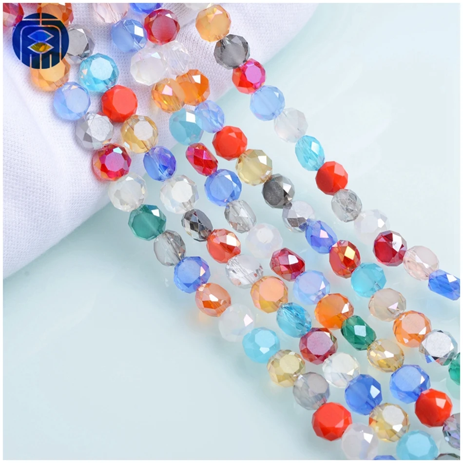 

Mixed Color 4mm 6mm Glass Bread Shape Beads Wholesale Faceted Crystal Beads for Jewelry Making