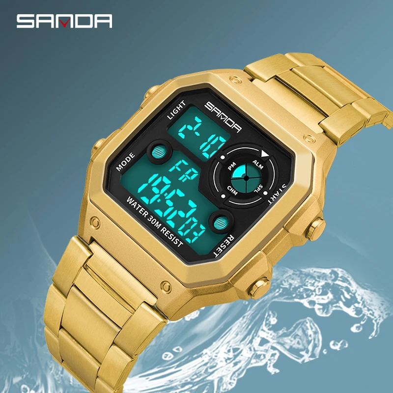 

SANDA Men's Sports Watches Men Dress Casual Digital Watches Fashion Waterproof Luminous Watches Stainless Steel Count Down Clock
