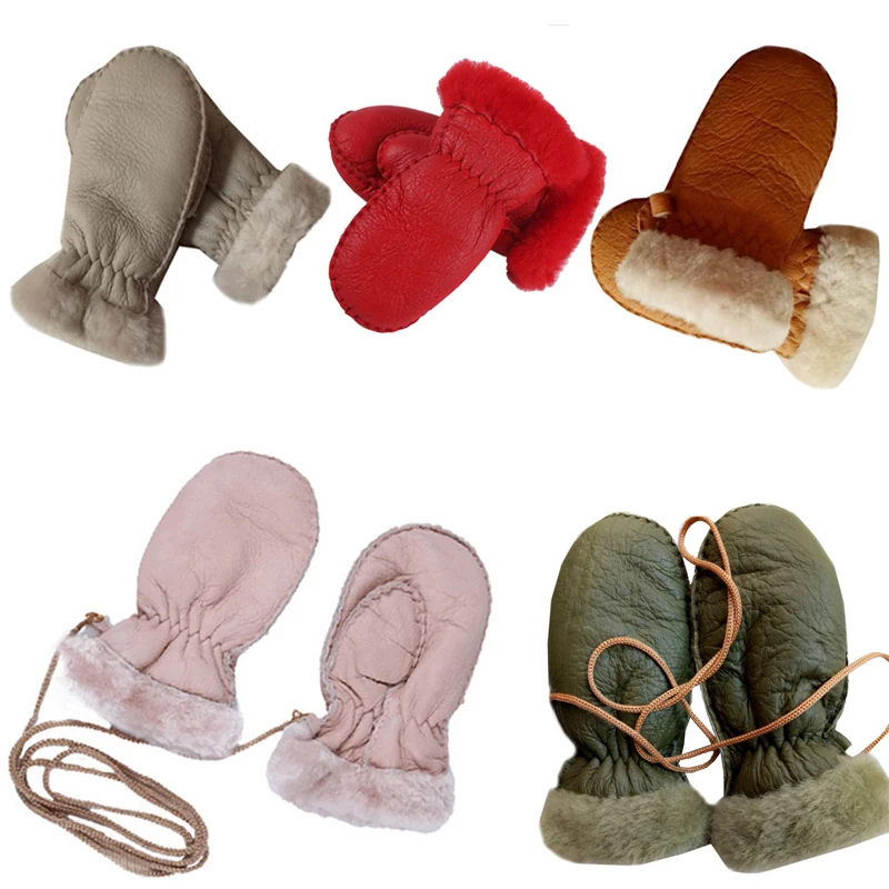 

LNRRABC 2018 new Cute Thermal Child Mittens 1Pair Autumn winter Thick Fur one Hand made Outdoor Gloves Riding a motorcycle