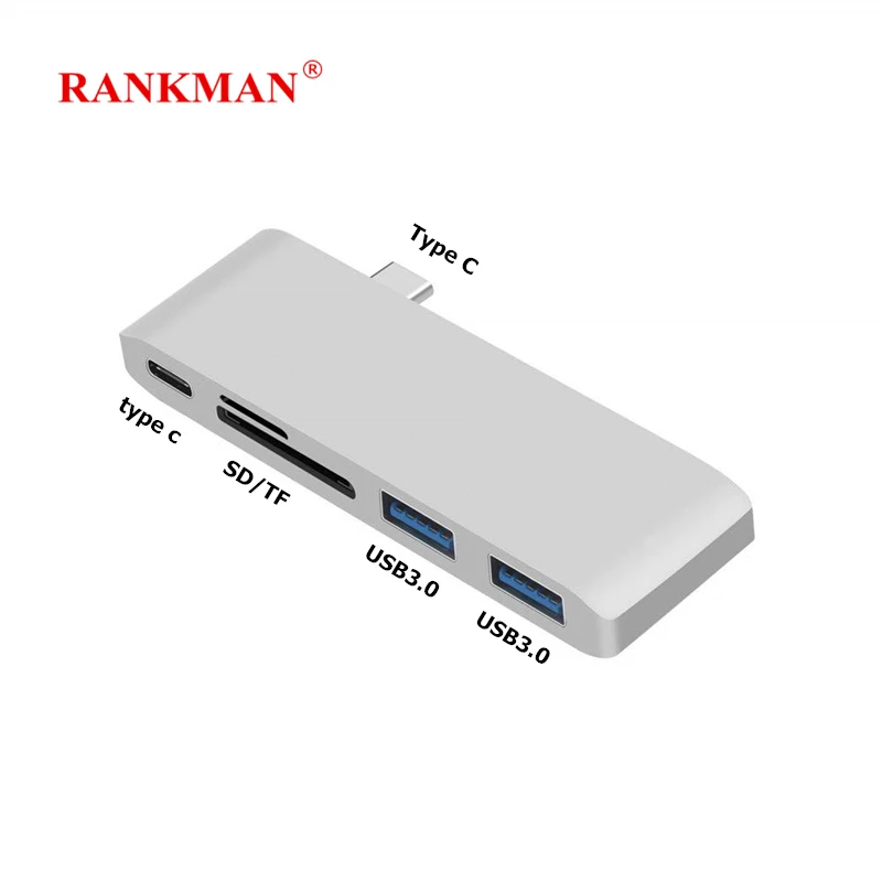 

Rankman Type-C USB 3.1 Adapter to USB 3.0 USB-C SD TF Card Reader Type C PD Charging Hub for MacBook Chromebook Surface Pro 4