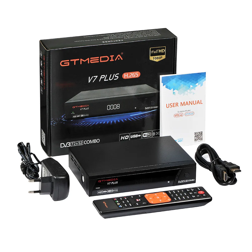 GTMEDIA поддержка H.265 ТВ комбо приемник спутниковый встроенный Wifi DVB T2 S2 приставка USB