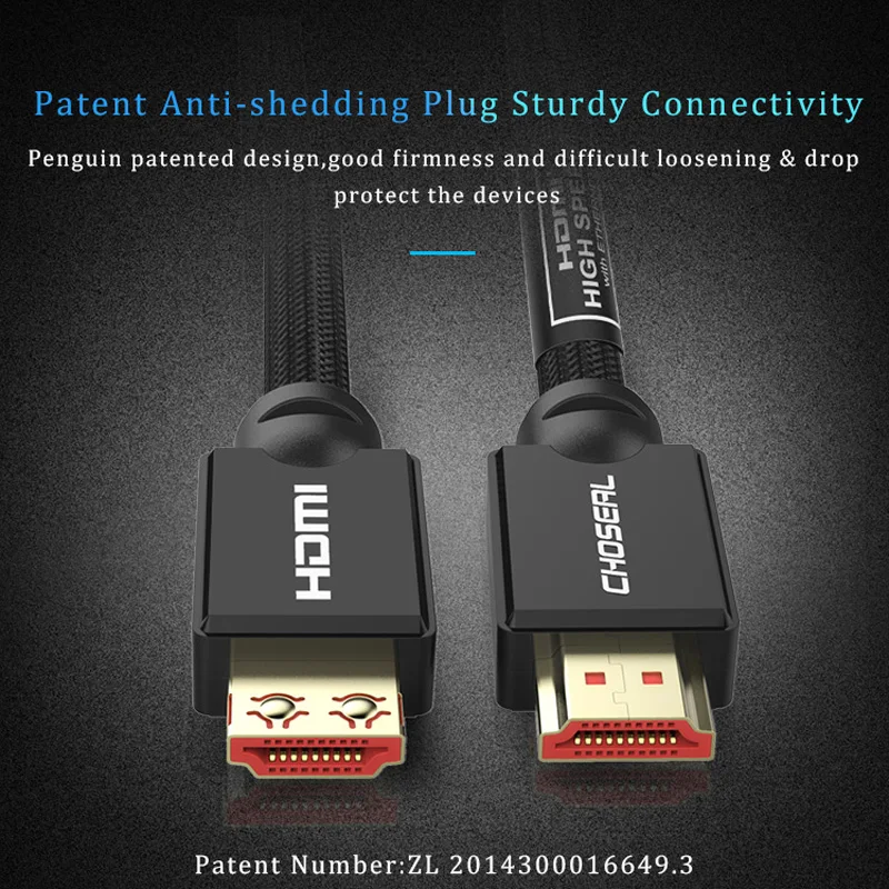 CHOSEAL 4K HDMI кабель высокоскоростной 18 Гбит/с 2 0 3D Ethernet 26AWG Плетеный шнур для apple tv PS4/PS4