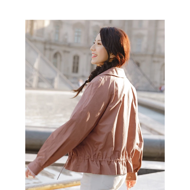 Inman Brown Rétro Britannique 2019 Littéraire Décontracté Manteau Col Assortie Tous Femmes Printemps Turn Style Court Down Lâche Nouveauté rr8FTYq