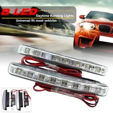 2pcs Universal 6000K 8LEDs Car LED Daytime Running Light DRL Fog font b Lamp b font