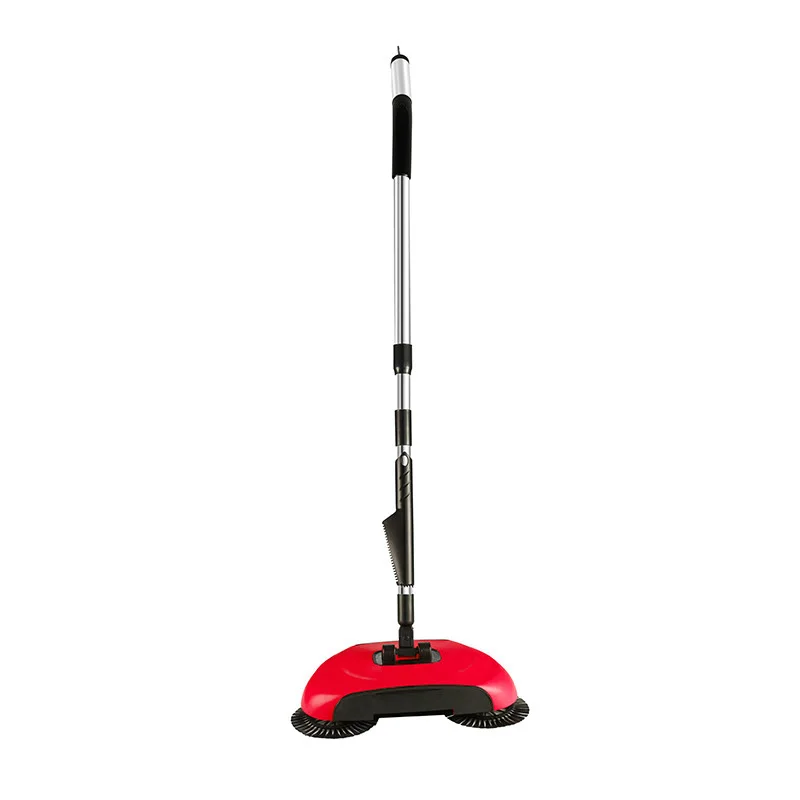 Sweeping Machine Push Type Hand Push Magic Broom Dustpan Handle Household Cleaning Package Hand Push Sweeper Mop- Red