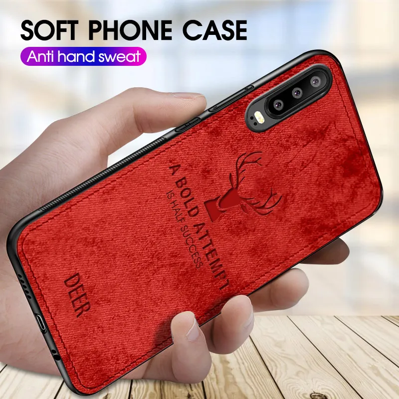 

Deer Soft Cloth Fabric Case For Huawei Nova 5 Pro 5i Honor 20 Pro 9X 10i 20i 8A P30 P20 Lite Y9 Prime 2019 Mate 30 Silicon Cover