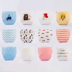 Младенцы мягкий чехол моющийся свободный размер Регулируемый многоразовый младенец мультфильм печатных тканевый подгузник