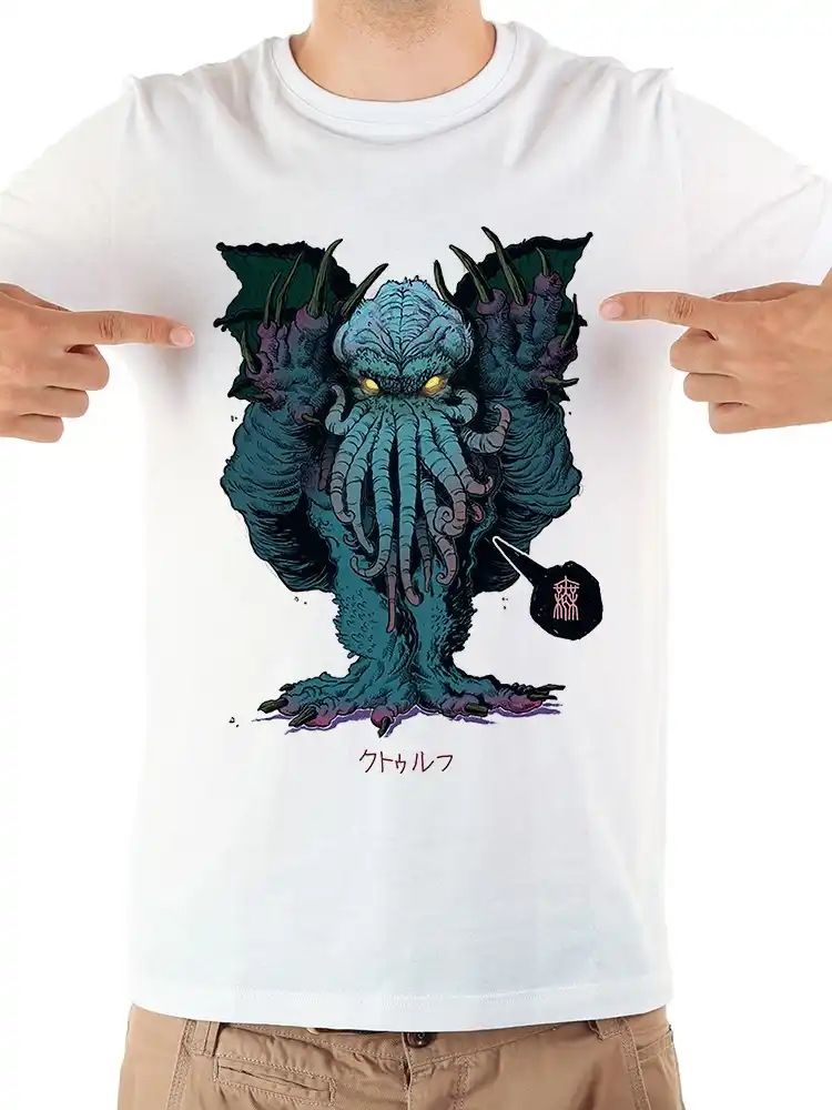 Забавная Мужская футболка с аниме Cthulhu новинка белая Повседневная мужская