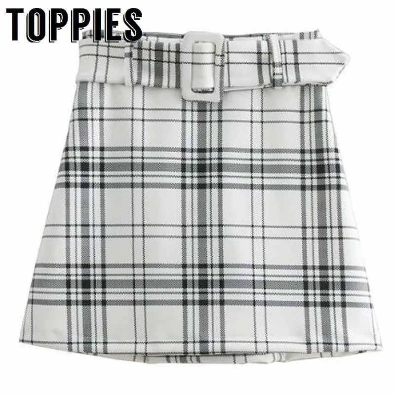 

High Waist skirts womens Fashion Summer A Line Mini Skirt Belt Waist Europe Fashion Streetwear faldas mujer moda 2019
