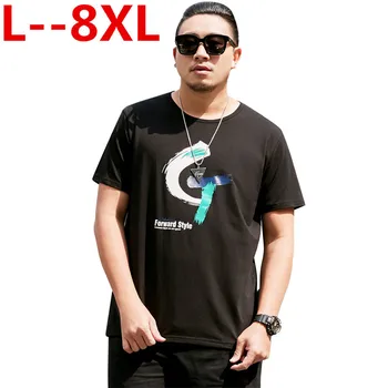 

2019 NEW summer new Han edition printing short sleeve T-shirt render men O-neck big size 8XL 7XL 6XL cotton black