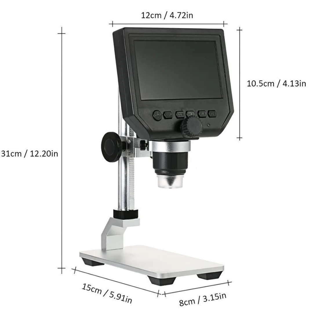 

Digital Microscope Digital Microscope 600x 4.3" LCD 1-600X Desktop 8LED Lab USB Digital Microscope 3.6MP Camera