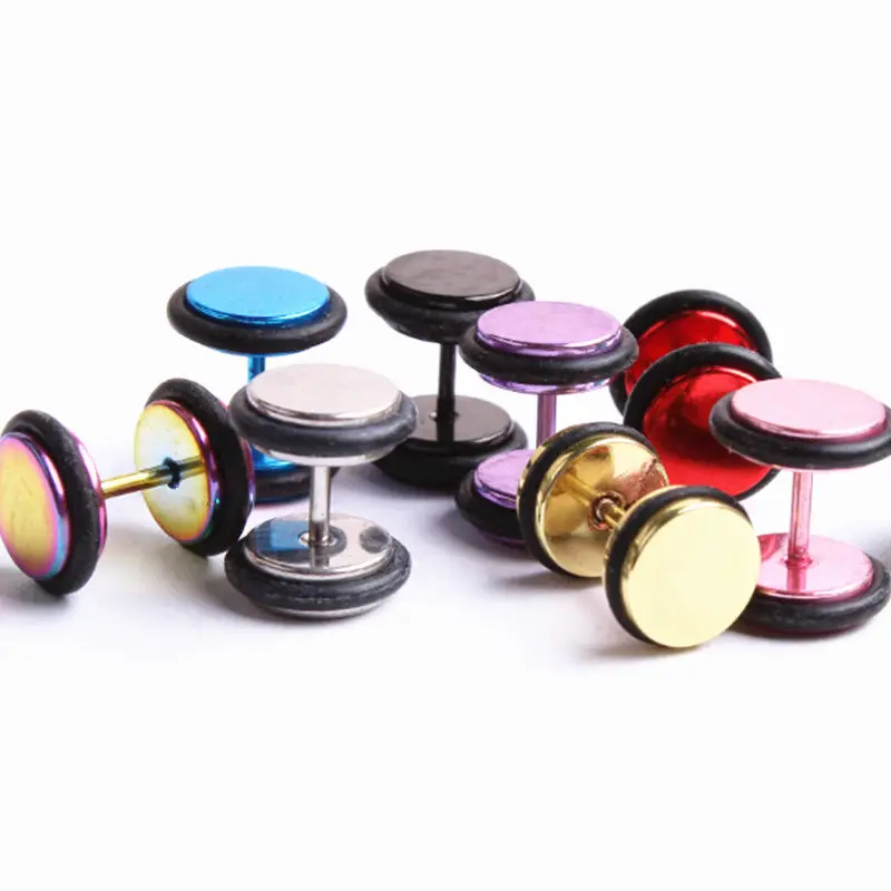 

1 Pair Surgical Steel Fake Ear Plug Illusion Flesh Tunnel O-ring Earring fashion personality Originality Piercing ornaments