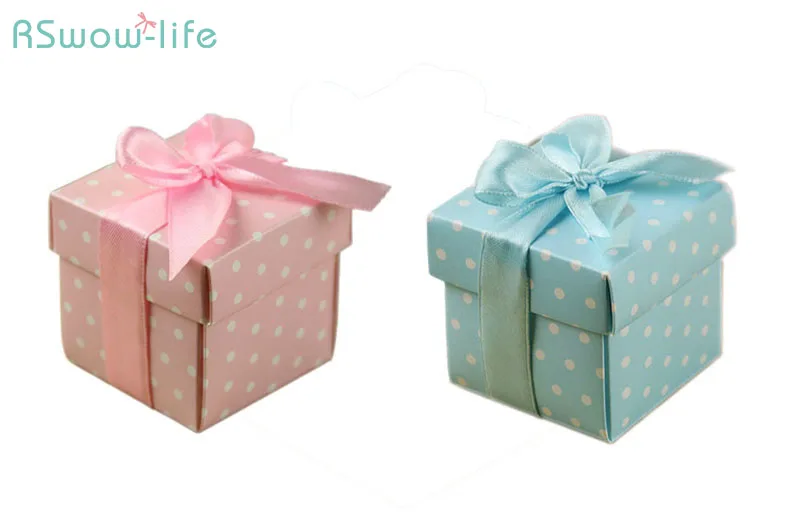 Creative Pink Square Blue Spot Packing Box Wedding Supplies Candy Box