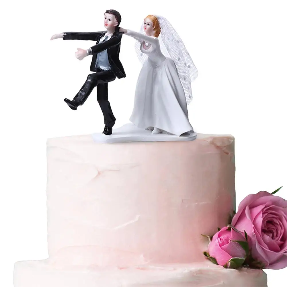Adeeing забавная Невеста с вуалью волочения сбежавшего жениха свадебный торт Топпер для торта настольные украшения