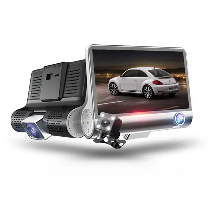 

3 Lens Car Driving Recorder 4" HD 1080P Night Vision 170 Degree Wide Angle Waterproof Inside/outside Security Monitor DVR Camera