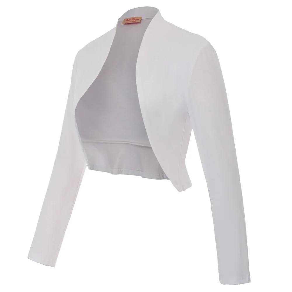 

Retro Womens Casual Jacket Open Front Cropped Cardigan autumn warm slim waist Bolero Shrug solid short casual Coat ladies Tops