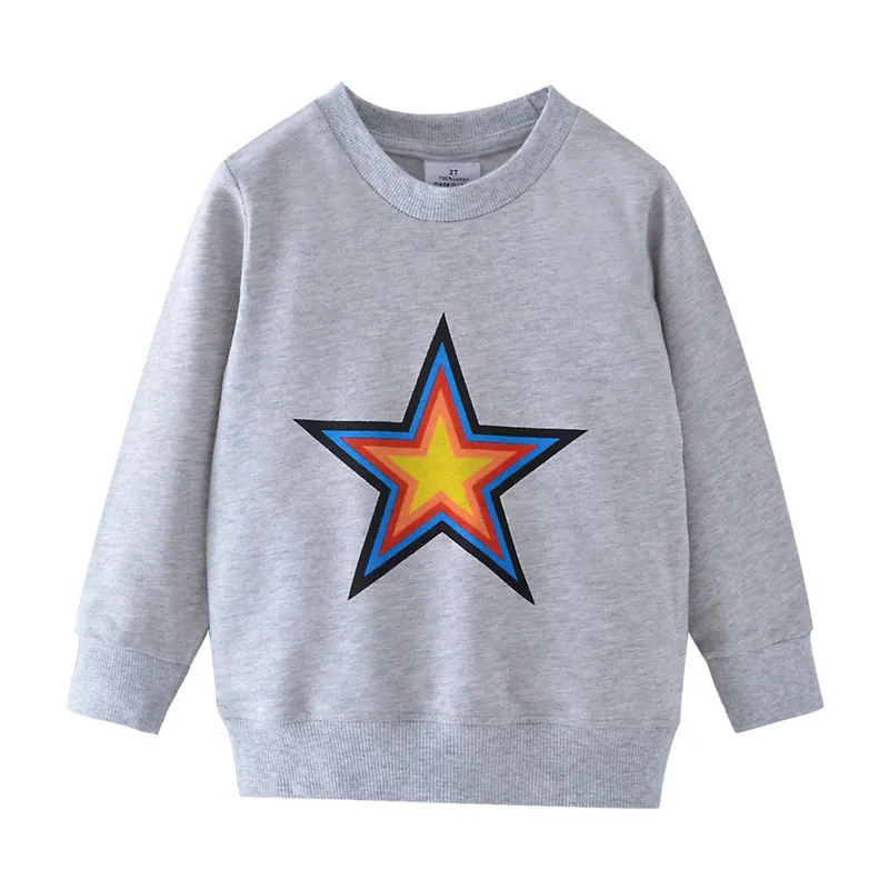 Jumping meter/одежда для малышей; свитера со звездами; сезон осень-весна; футболки с принтом звезд; хлопковые толстовки для мальчиков и девочек; одежда