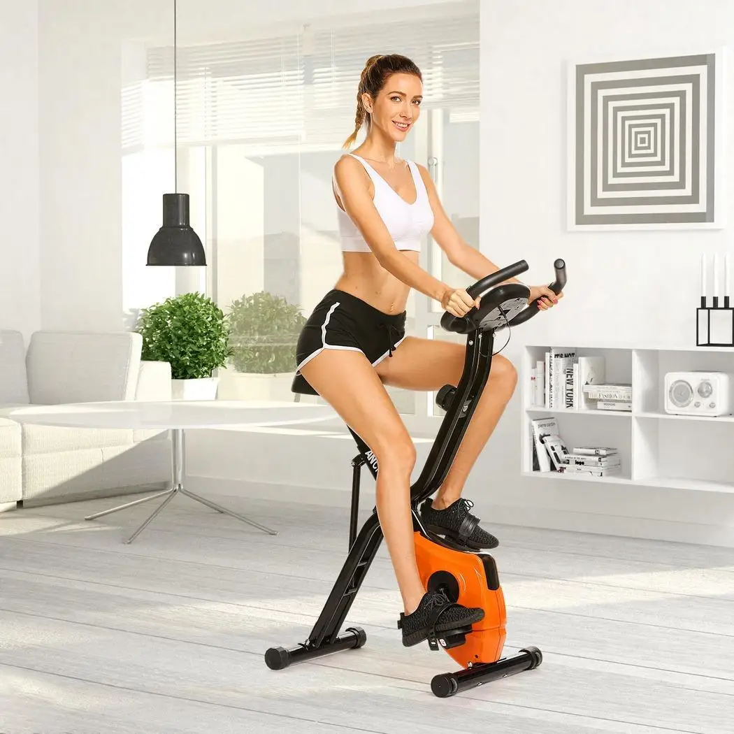 

Exerpeutic Folding 10 levels Magnetic Upright Exercise Bike