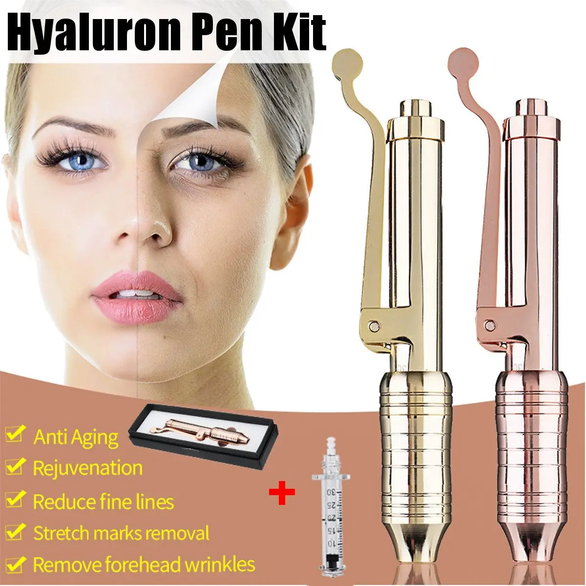 

Hyaluronic Injection Pen Massage Atomizer Pen Kit High Pressure Acid Guns Anti Wrinkle Water Syringe Needle Injection Beauty
