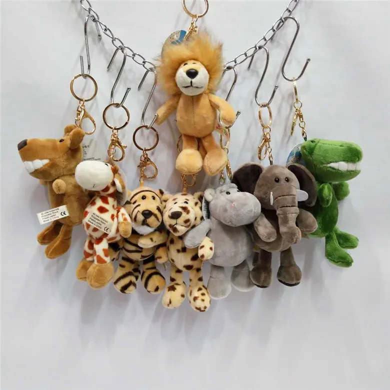 10 pcs lot bulk Jungle animal bag charms plush toy stuffed doll key