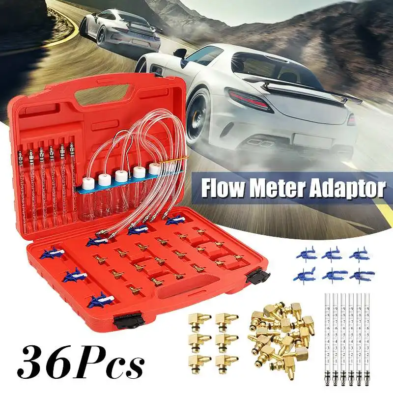 

36Pcs Injector Flow Meter Adapter Test Kits For Common Rail for Diesel Fuel Tester Diagnosis Tool Set 6 injector tested together