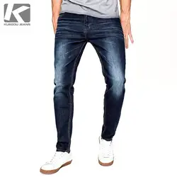 Осень Для мужчин джинсы хлопок лоскутное голубой цвет карман для человек моды Slim Fit джинсовые штаны 2018 новый мужской носить длинные брюки 2915