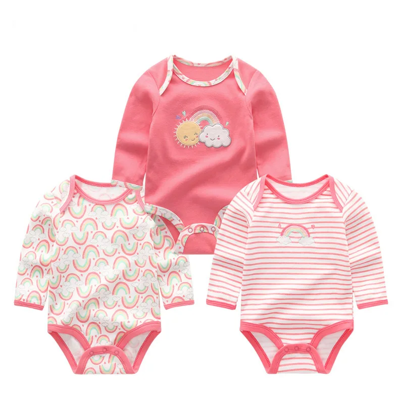 Г. 3 шт./лот, одежда для девочек Одежда для новорожденных мальчиков с единорогом хлопковая одежда с длинными рукавами для маленьких девочек комбинезоны для малышей от 0 до 12 месяцев